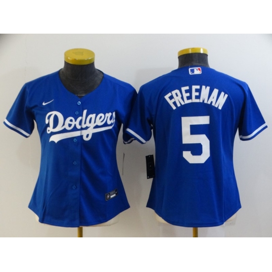 Women's Nike Los Angeles Dodgers 5 Freddie Freeman Blue Jersey