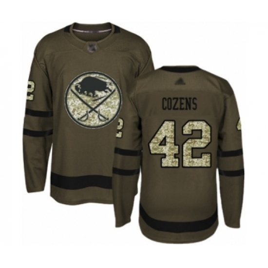 Youth Buffalo Sabres 42 Dylan Cozens Authentic Green Salute to Service Hockey Jersey
