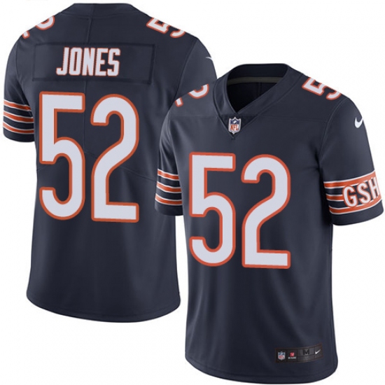 Men's Nike Chicago Bears 52 Christian Jones Navy Blue Team Color Vapor Untouchable Limited Player NFL Jersey
