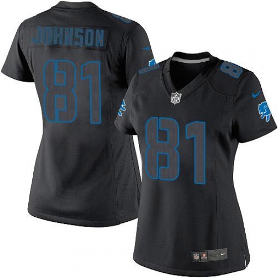 Women's Nike Detroit Lions 81 Calvin Johnson Limited Black Impact NFL Jersey