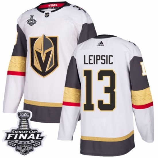 Women's Adidas Vegas Golden Knights 13 Brendan Leipsic Authentic White Away 2018 Stanley Cup Final NHL Jersey