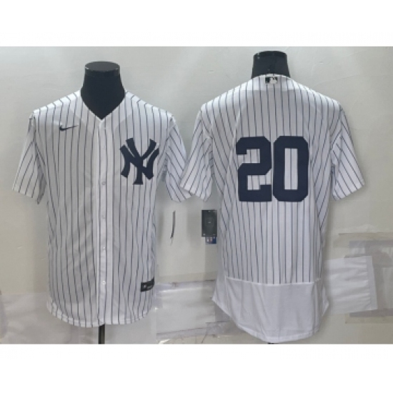 Men's New York Yankees 20 Jorge Posada White No Name Stitched MLB Flex Base Nike Jersey