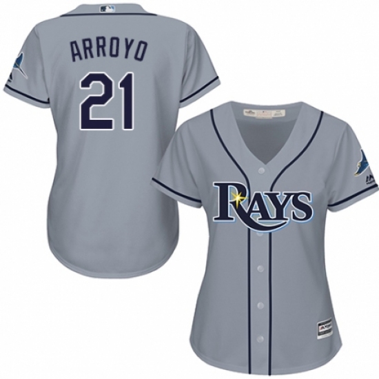 Women's Majestic Tampa Bay Rays 21 Christian Arroyo Authentic Grey Road Cool Base MLB Jersey