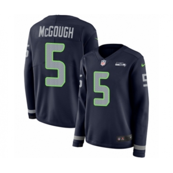 Women's Nike Seattle Seahawks 5 Alex McGough Limited Navy Blue Therma Long Sleeve NFL Jersey