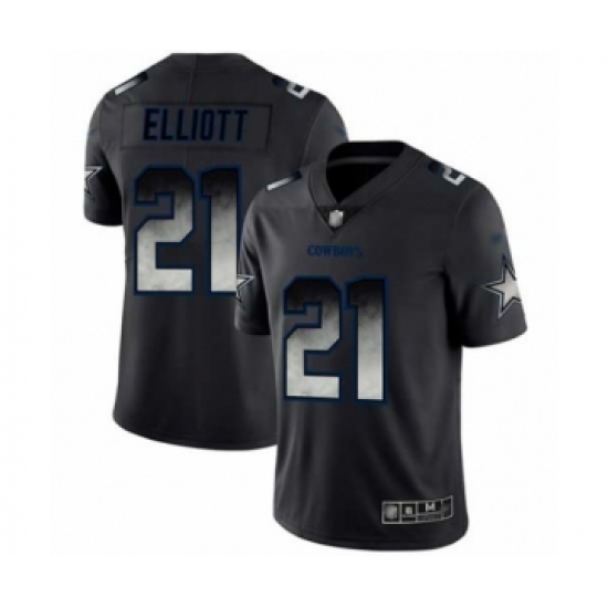 Men's Dallas Cowboys 21 Ezekiel Elliott Black Smoke Fashion Limited Football Jersey