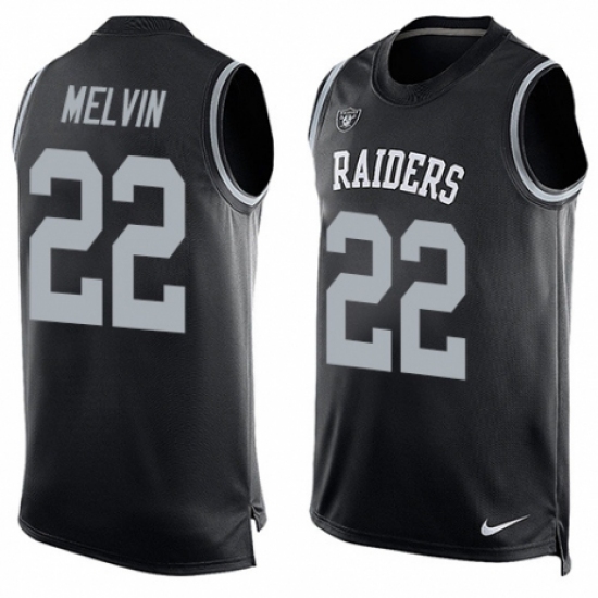 Men's Nike Oakland Raiders 22 Rashaan Melvin Limited Black Player Name & Number Tank Top NFL Jersey