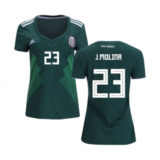 Women's Mexico 23 J.Molina Home Soccer Country Jersey