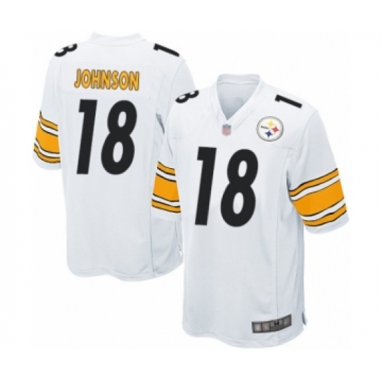 Men's Pittsburgh Steelers 18 Diontae Johnson Game White Football Jersey