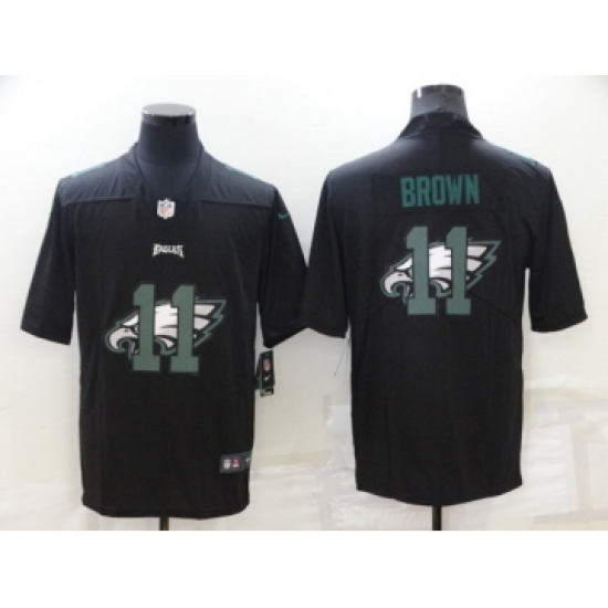 Men's Philadelphia Eagles 11 A. J. Brown Black Shadow Logo Limited Stitched Jersey