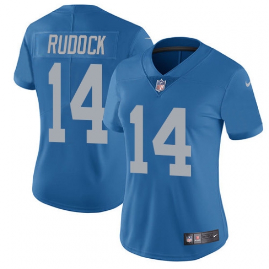 Women's Nike Detroit Lions 14 Jake Rudock Limited Blue Alternate Vapor Untouchable NFL Jersey