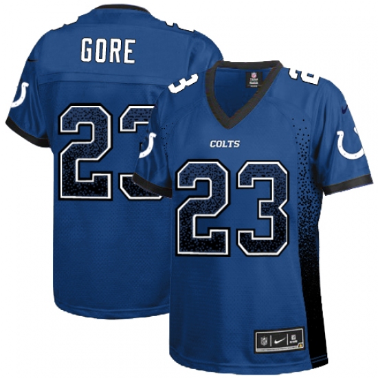 Women's Nike Indianapolis Colts 23 Frank Gore Elite Royal Blue Drift Fashion NFL Jersey