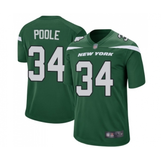 Men's New York Jets 34 Brian Poole Game Green Team Color Football Jersey