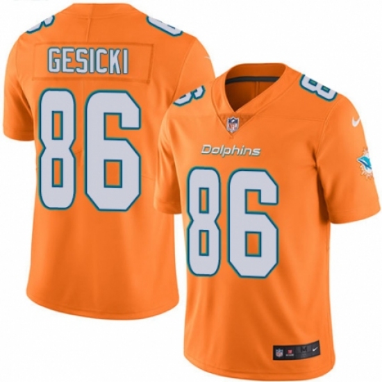 Youth Nike Miami Dolphins 86 Mike Gesicki Limited Orange Rush Vapor Untouchable NFL Jersey
