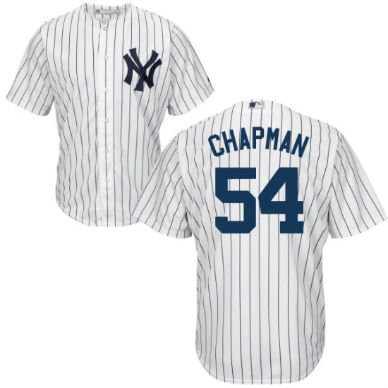 Men's Majestic New York Yankees 54 Aroldis Chapman Replica White Home MLB Jersey