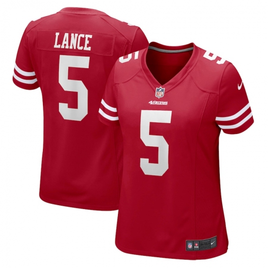 Women's San Francisco 49ers 5 Trey Lance Red Nike Scarlet Player Game Jersey