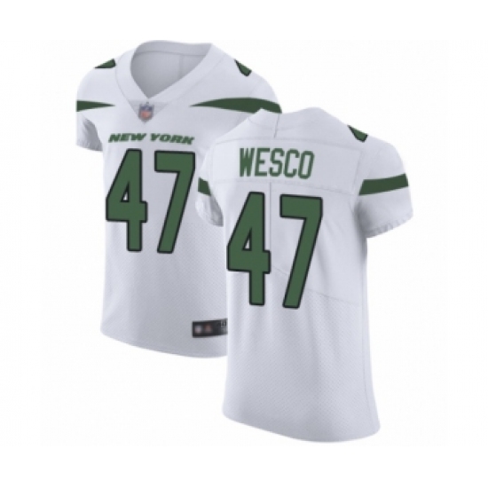 Men's New York Jets 47 Trevon Wesco White Vapor Untouchable Elite Player Football Jersey