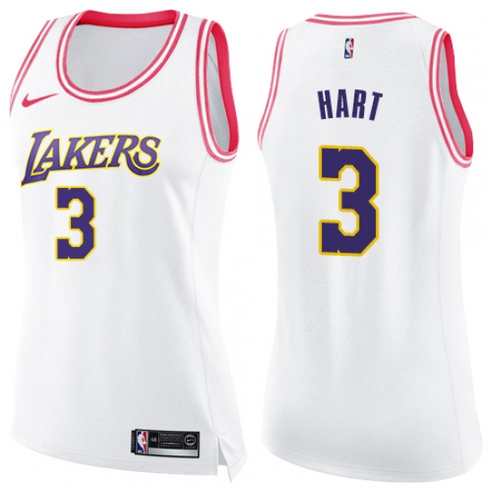 Women's Nike Los Angeles Lakers 3 Josh Hart Swingman White Pink Fashion NBA Jersey