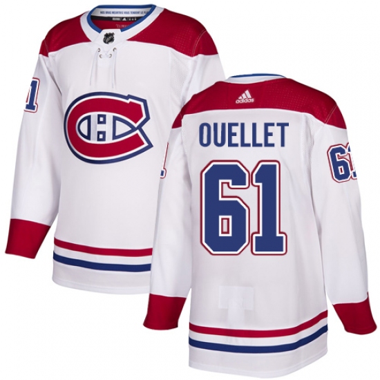Men's Adidas Montreal Canadiens 61 Xavier Ouellet Authentic White Away NHL Jersey