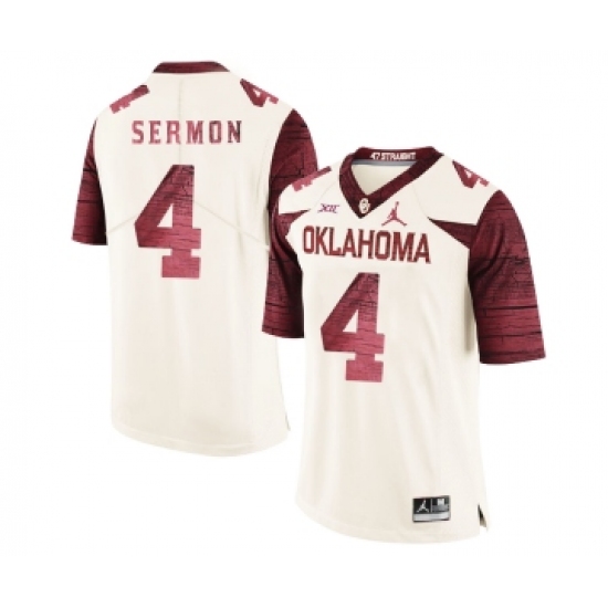 Oklahoma Sooners 4 Trey Sermon White 47 Game Winning Streak College Football Jersey