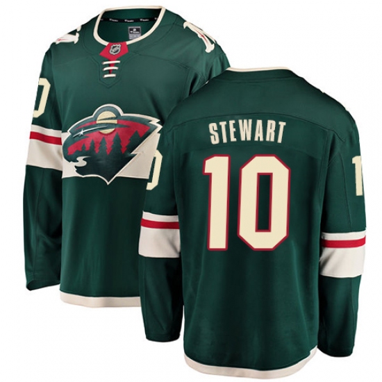Men's Minnesota Wild 10 Chris Stewart Authentic Green Home Fanatics Branded Breakaway NHL Jersey