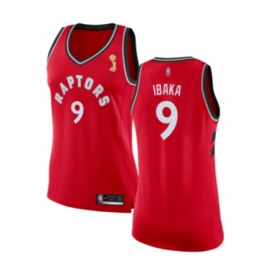 Women's Toronto Raptors 9 Serge Ibaka Swingman Red 2019 Basketball Finals Champions Jersey - Icon Edition