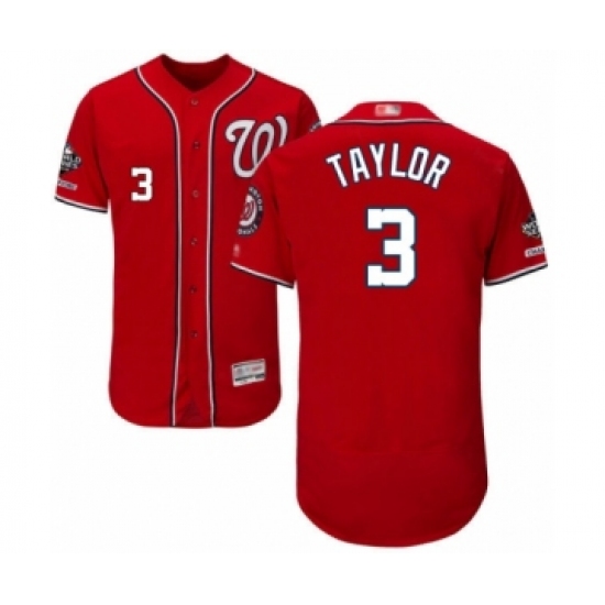Men's Washington Nationals 3 Michael Taylor Red Alternate Flex Base Authentic Collection 2019 World Series Champions Baseball Jersey