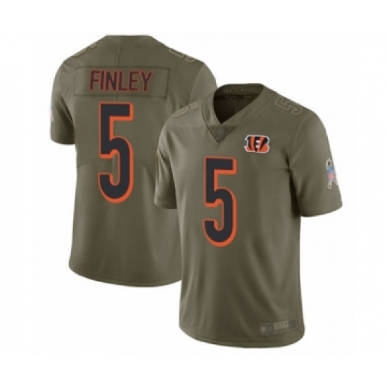 Youth Cincinnati Bengals 5 Ryan Finley Limited Olive 2017 Salute to Service Football Jersey
