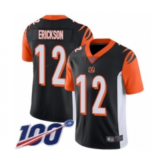 Men's Cincinnati Bengals 12 Alex Erickson Black Team Color Vapor Untouchable Limited Player 100th Season Football Jersey