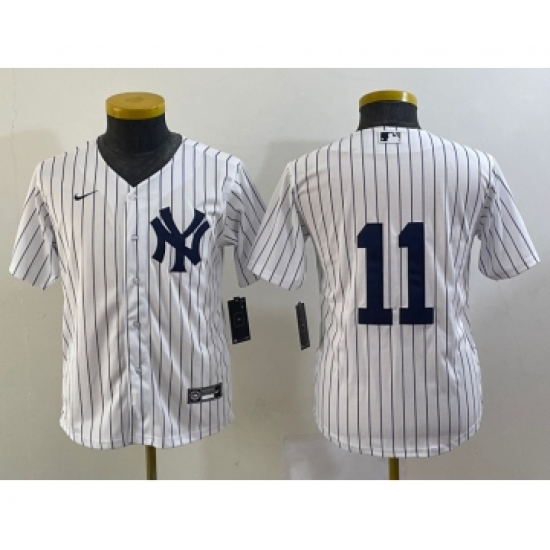 Youth New York Yankees 11 Anthony Volpe White No Name Stitched MLB Nike Cool Base Jersey