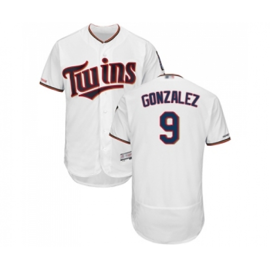Men's Minnesota Twins 9 Marwin Gonzalez White Home Flex Base Authentic Collection Baseball Jersey