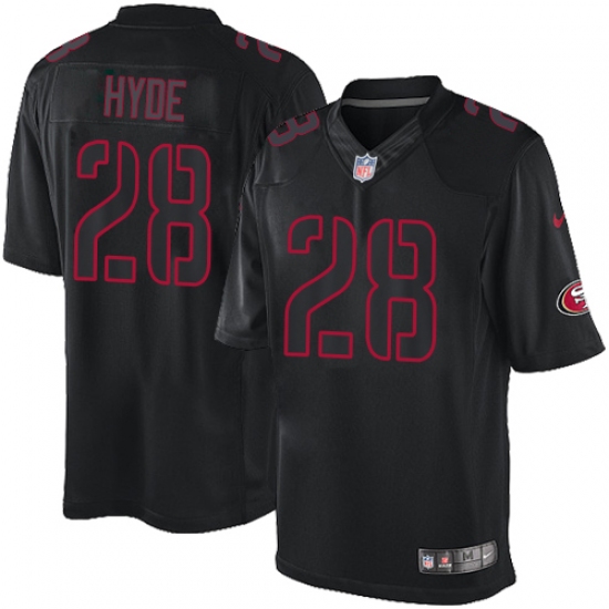 Men's Nike San Francisco 49ers 28 Carlos Hyde Limited Black Impact NFL Jersey