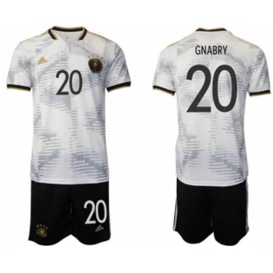 Men's Germany 20 Gnabry White Home Soccer Jersey Suit