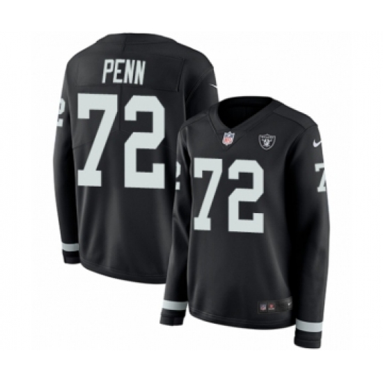 Women's Nike Oakland Raiders 72 Donald Penn Limited Black Therma Long Sleeve NFL Jersey