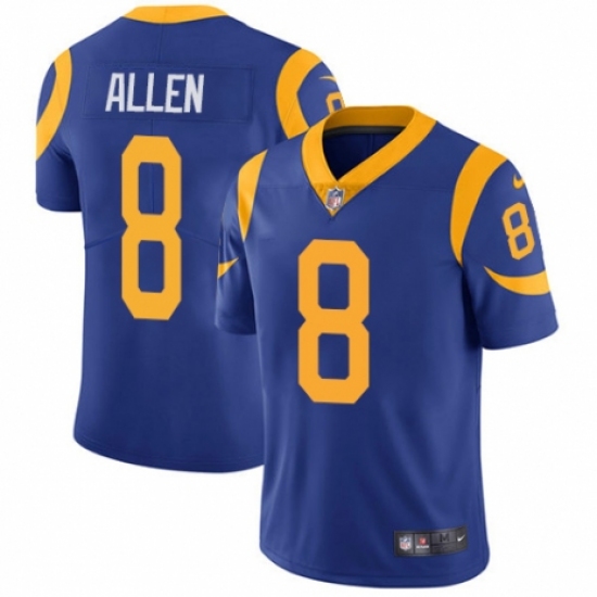 Men's Nike Los Angeles Rams 8 Brandon Allen Royal Blue Alternate Vapor Untouchable Limited Player NFL Jersey