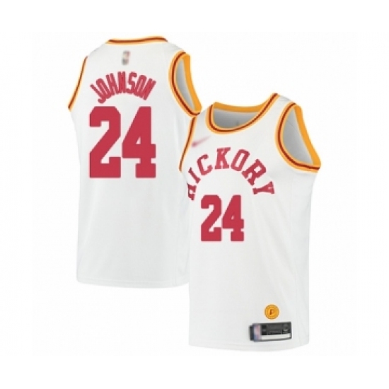 Men's Indiana Pacers 24 Alize Johnson Authentic White Hardwood Classics Basketball Jersey