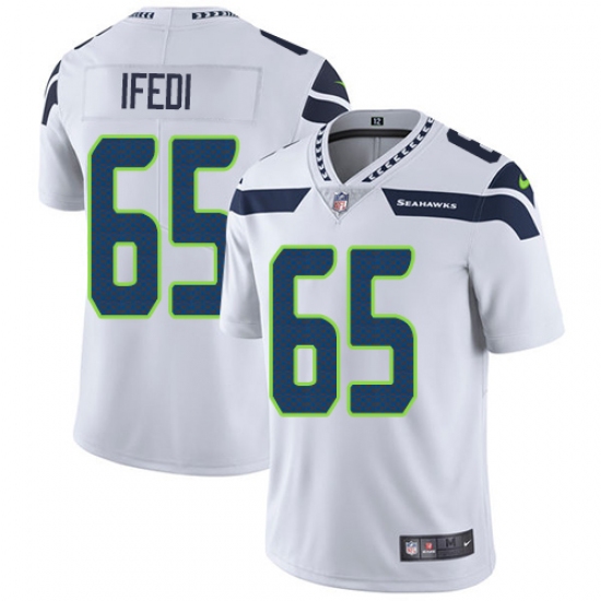 Men's Nike Seattle Seahawks 65 Germain Ifedi White Vapor Untouchable Limited Player NFL Jersey