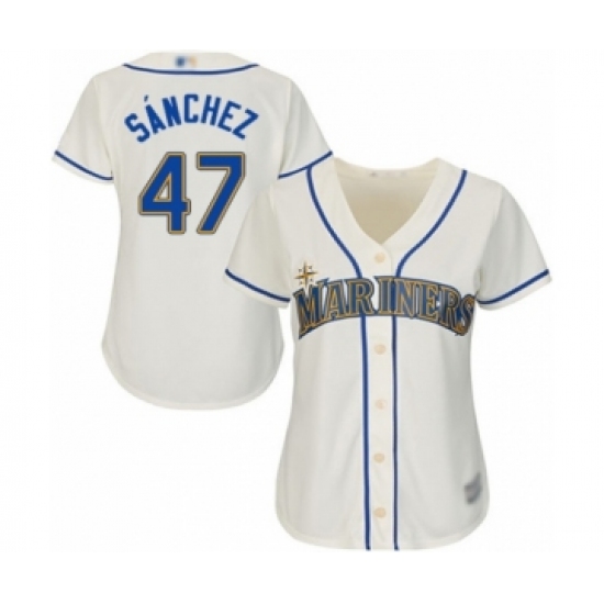 Women's Seattle Mariners 47 Ricardo Sanchez Authentic Cream Alternate Cool Base Baseball Player Jersey