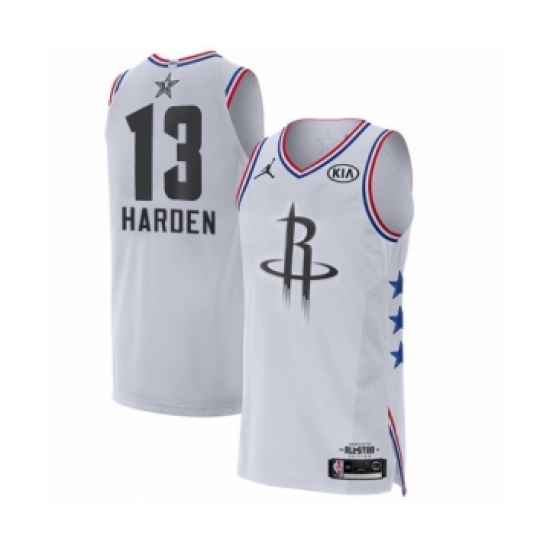 Men's Jordan Houston Rockets 13 James Harden Authentic White 2019 All-Star Game Basketball Jersey