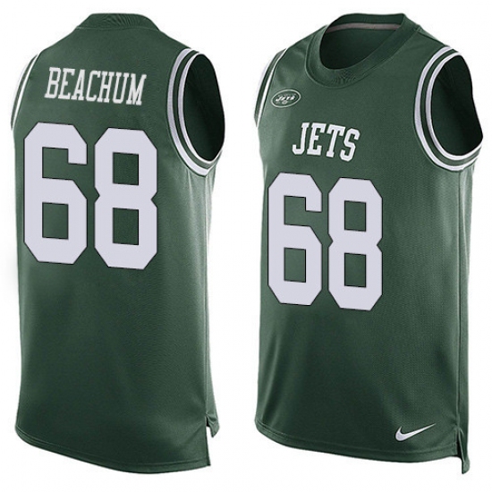 Men's Nike New York Jets 68 Kelvin Beachum Limited Green Player Name & Number Tank Top NFL Jersey