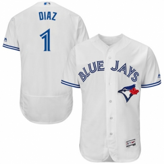 Men's Majestic Toronto Blue Jays 1 Aledmys Diaz White Home Flex Base Authentic Collection MLB Jersey
