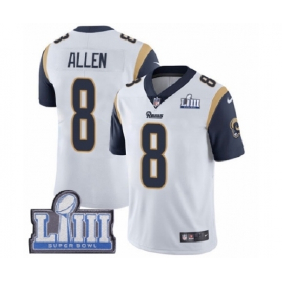 Youth Nike Los Angeles Rams 8 Brandon Allen White Vapor Untouchable Limited Player Super Bowl LIII Bound NFL Jersey
