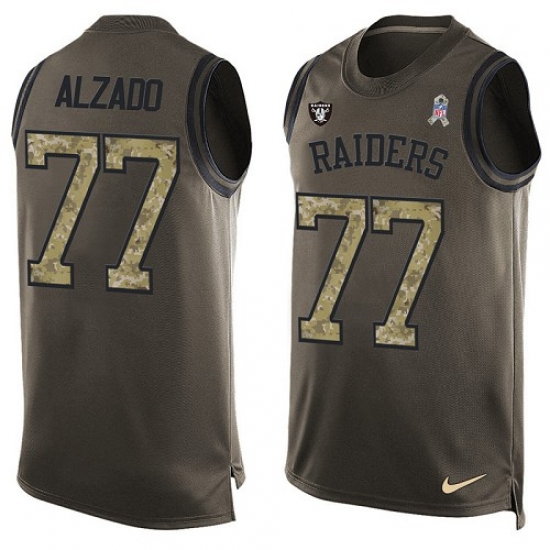 Men's Nike Oakland Raiders 77 Lyle Alzado Limited Green Salute to Service Tank Top NFL Jersey
