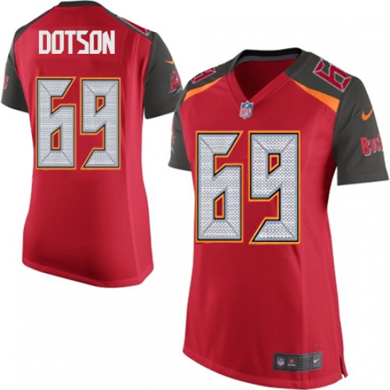 Women's Nike Tampa Bay Buccaneers 69 Demar Dotson Game Red Team Color NFL Jersey