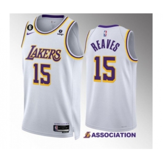 Men's Los Angeles Lakers 15 Austin Reaves White Association Edition With NO.6 Stitched Basketball Jersey