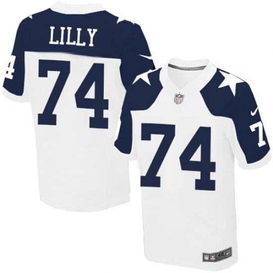 Men's Nike Dallas Cowboys 74 Bob Lilly Elite White Throwback Alternate NFL Jersey