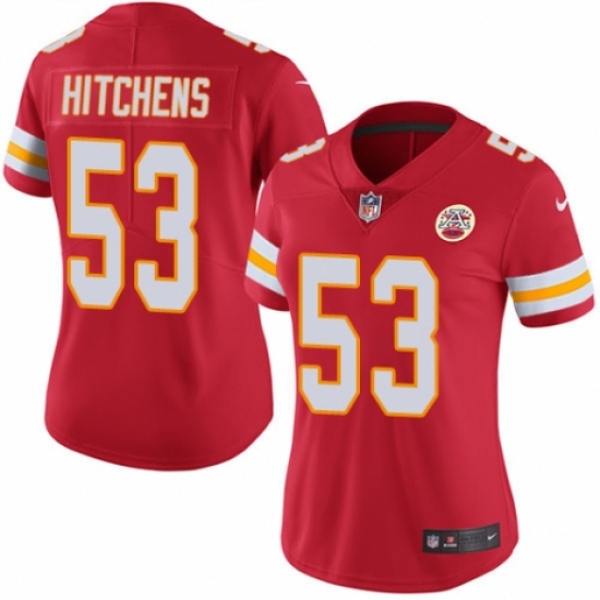 Women's Nike Kansas City Chiefs 53 Anthony Hitchens Red Team Color Vapor Untouchable Limited Player NFL Jersey