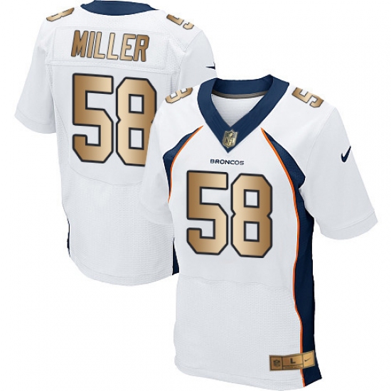 Men's Nike Denver Broncos 58 Von Miller Elite White/Gold NFL Jersey