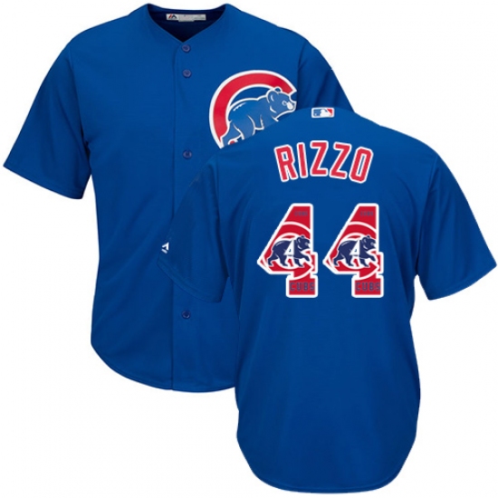 Men's Majestic Chicago Cubs 44 Anthony Rizzo Authentic Royal Blue Team Logo Fashion Cool Base MLB Jersey