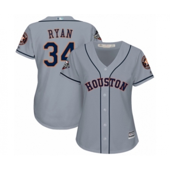 Women's Houston Astros 34 Nolan Ryan Authentic Grey Road Cool Base 2019 World Series Bound Baseball Jersey