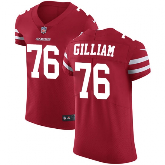 Men's Nike San Francisco 49ers 76 Garry Gilliam Red Team Color Vapor Untouchable Elite Player NFL Jersey